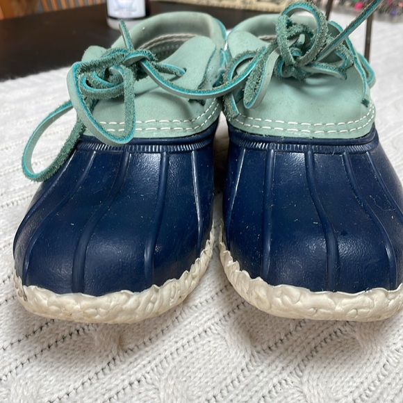 VTG Women’s LL Bean Low Duck Bean Boots Blue Leather Navy body Size 7 M Women’s - Picture 8 of 9